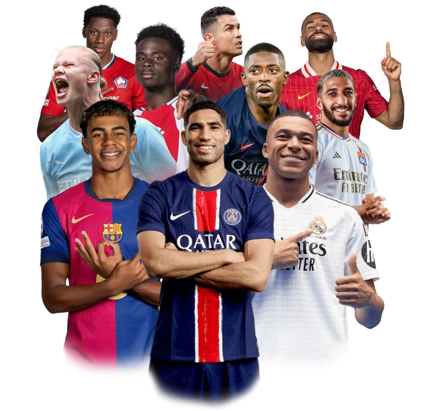 Collage of football stars from the worldwide sports channels on IPTV Streaming Services